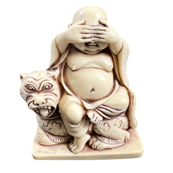 Set of Three Buddha Statuettes See Hear Speak No Evil - Picture 7 of 14